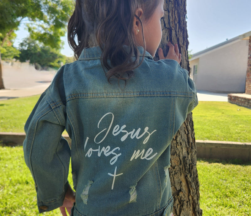Jesus Loves Me Toddler Denim Jacket