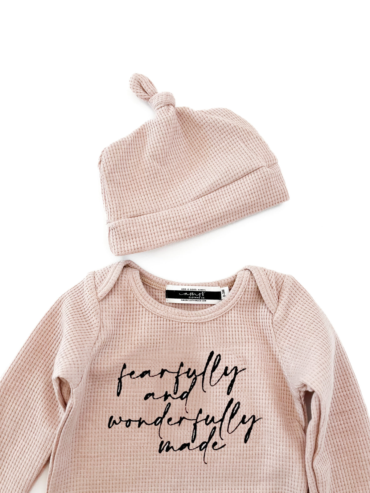 Fearfully & Wonderfully Made Knotted Baby Sleeper & Matching Beanie