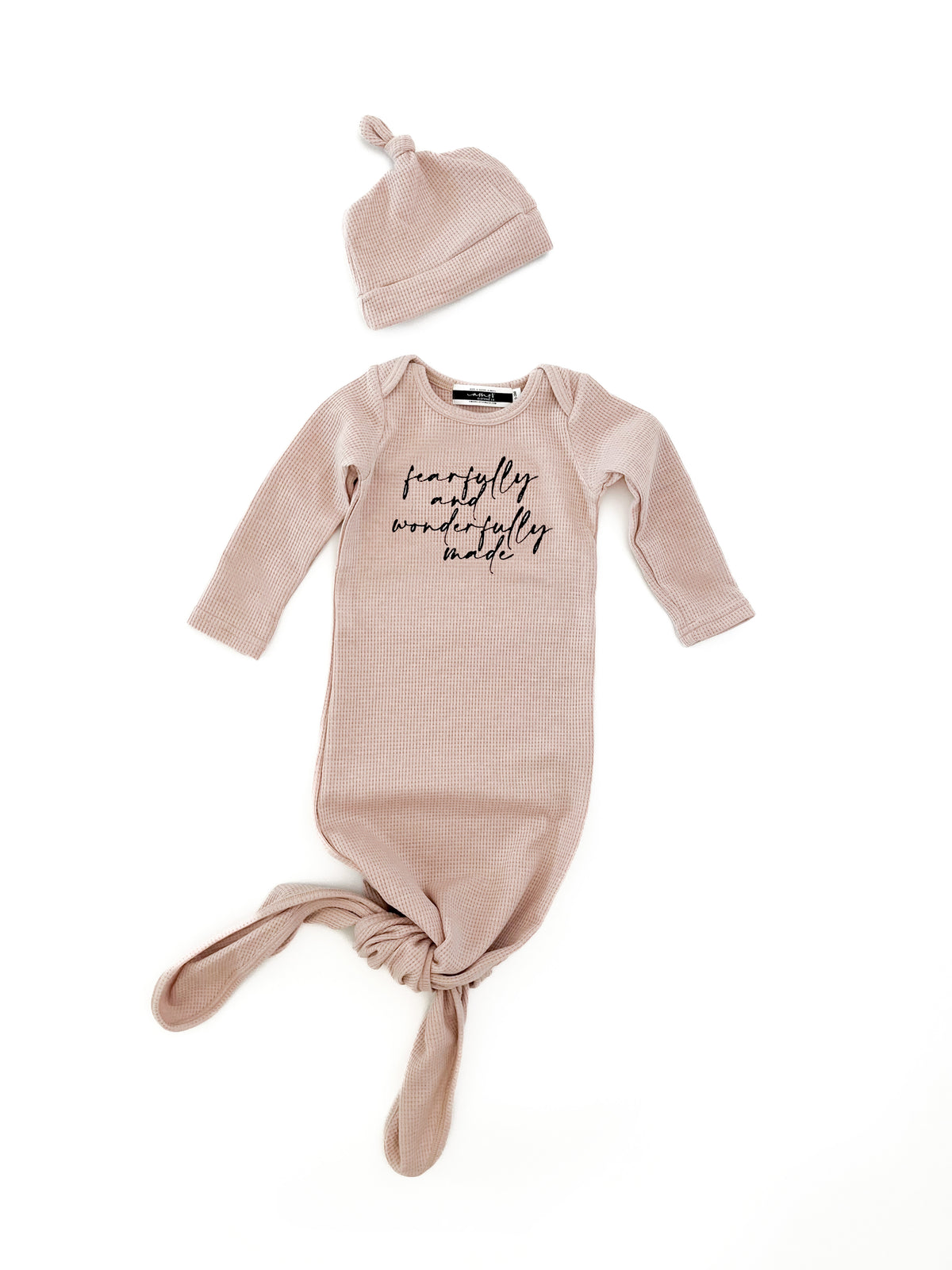 Fearfully & Wonderfully Made Knotted Baby Sleeper & Matching Beanie