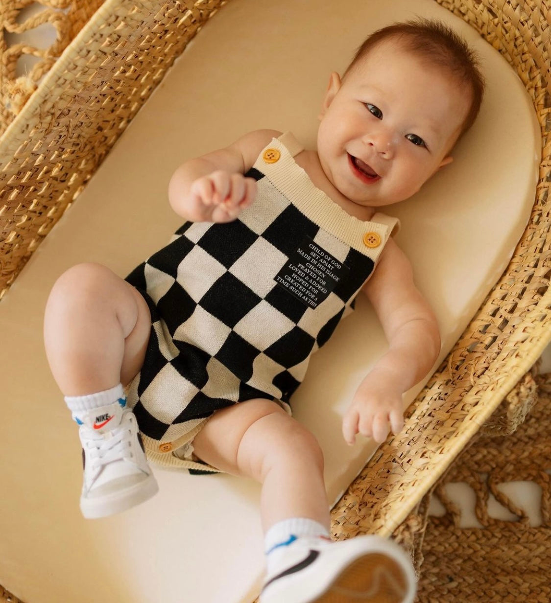 God's Words Knit Checkered Bodysuit