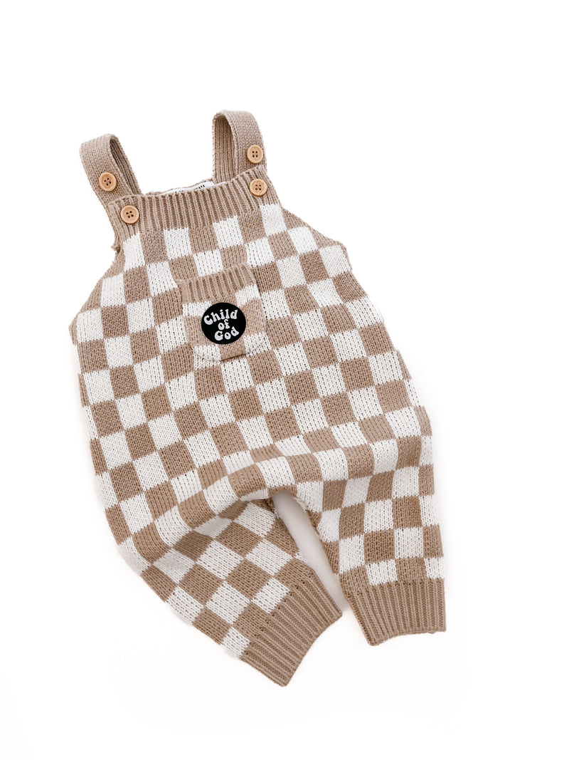 Child of God Checker Knitted Overalls