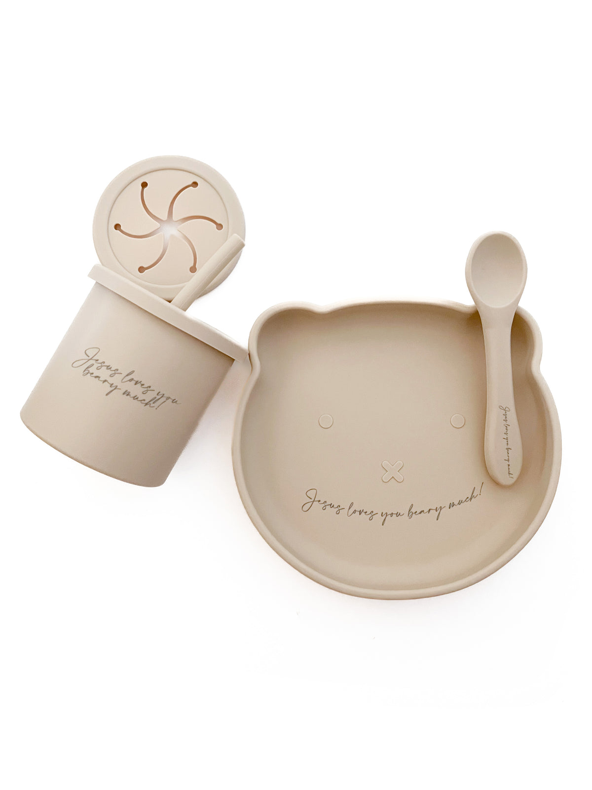 Jesus Loves You Beary Much Cup, Plate & Spoon Set