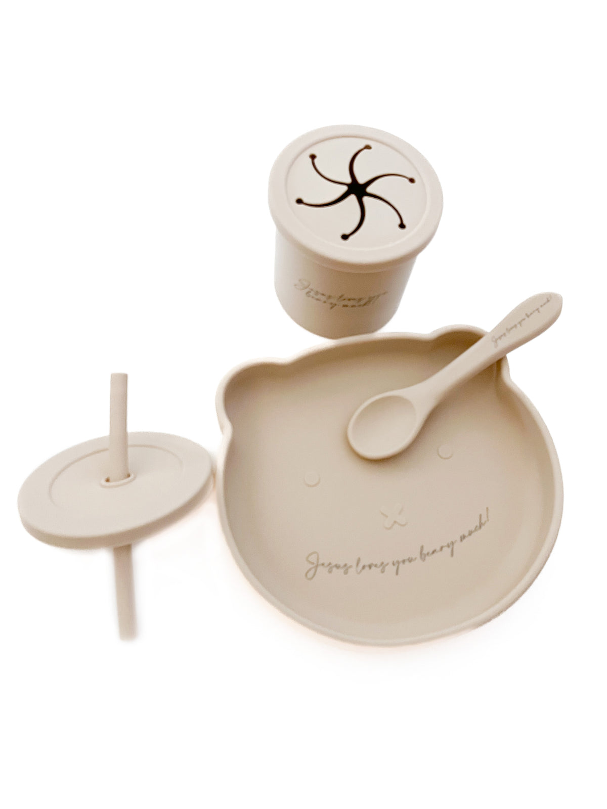 Jesus Loves You Beary Much Cup, Plate & Spoon Set