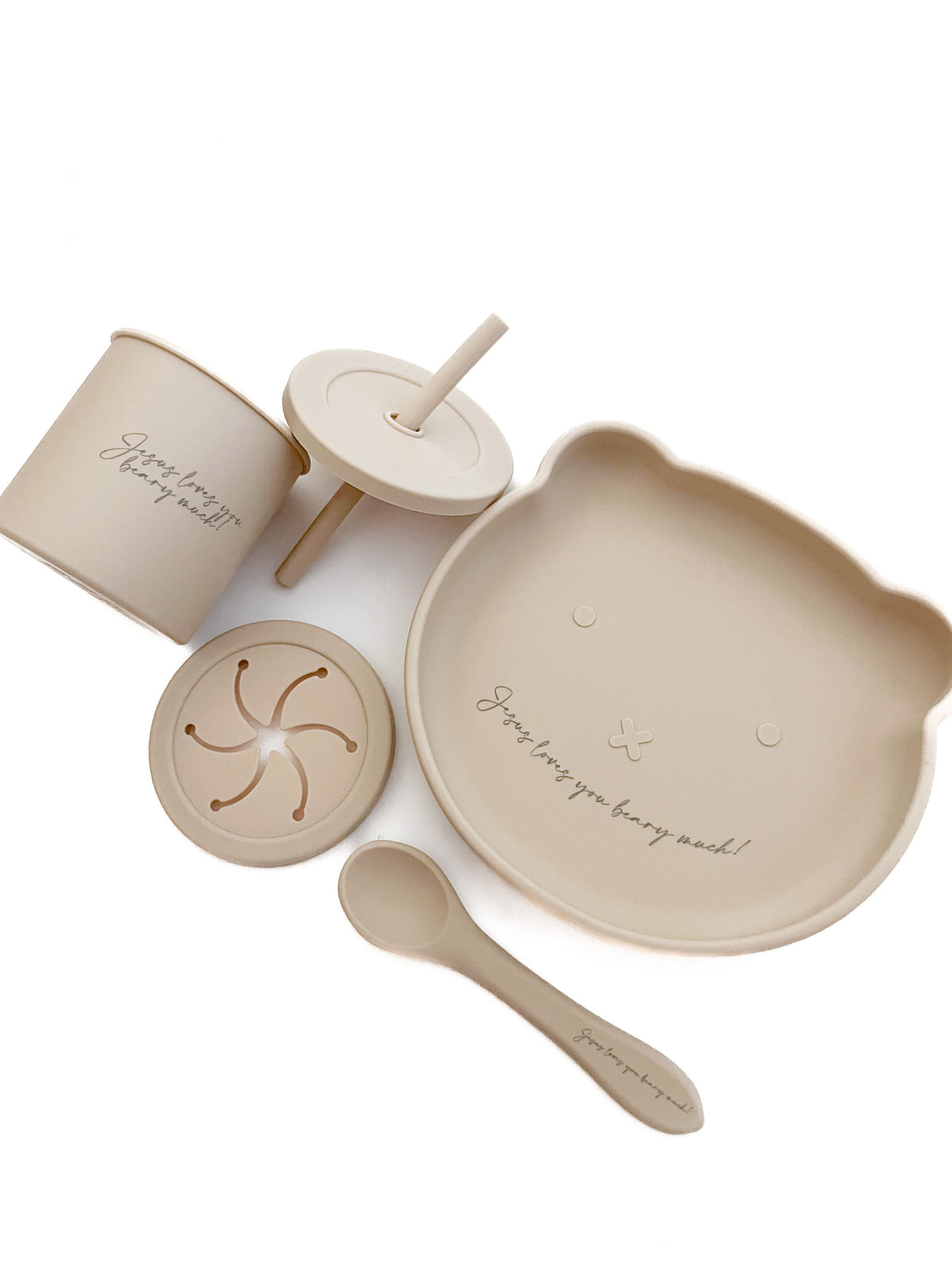 Jesus Loves You Beary Much Cup, Plate & Spoon Set