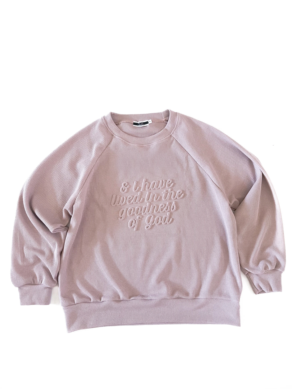 In the Goodness of God Waffle Womens Crewneck