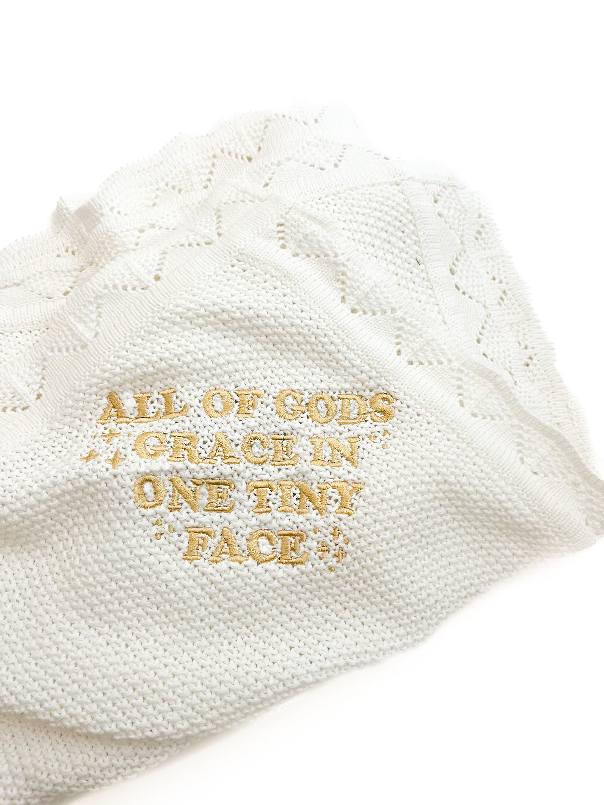All of Gods Grace in One Tiny Face Knit Blanket