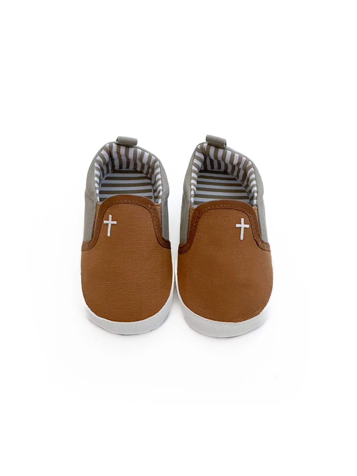 Tan Cross Baby Shoe