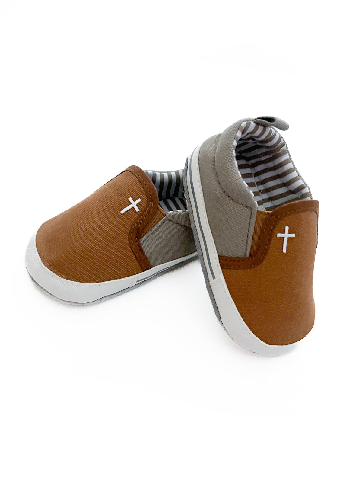 Tan Cross Baby Shoe