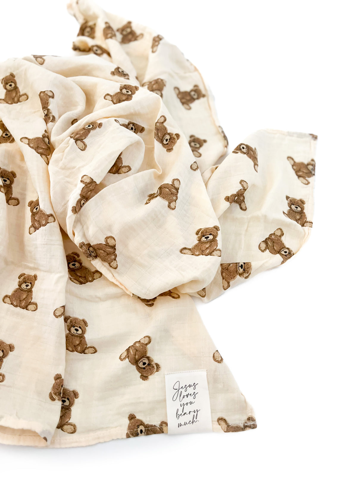 Jesus Loves You Beary Much Swaddle Blanket