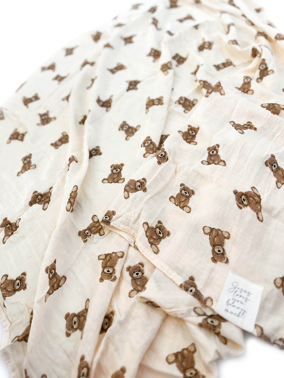 Jesus Loves You Beary Much Swaddle Blanket