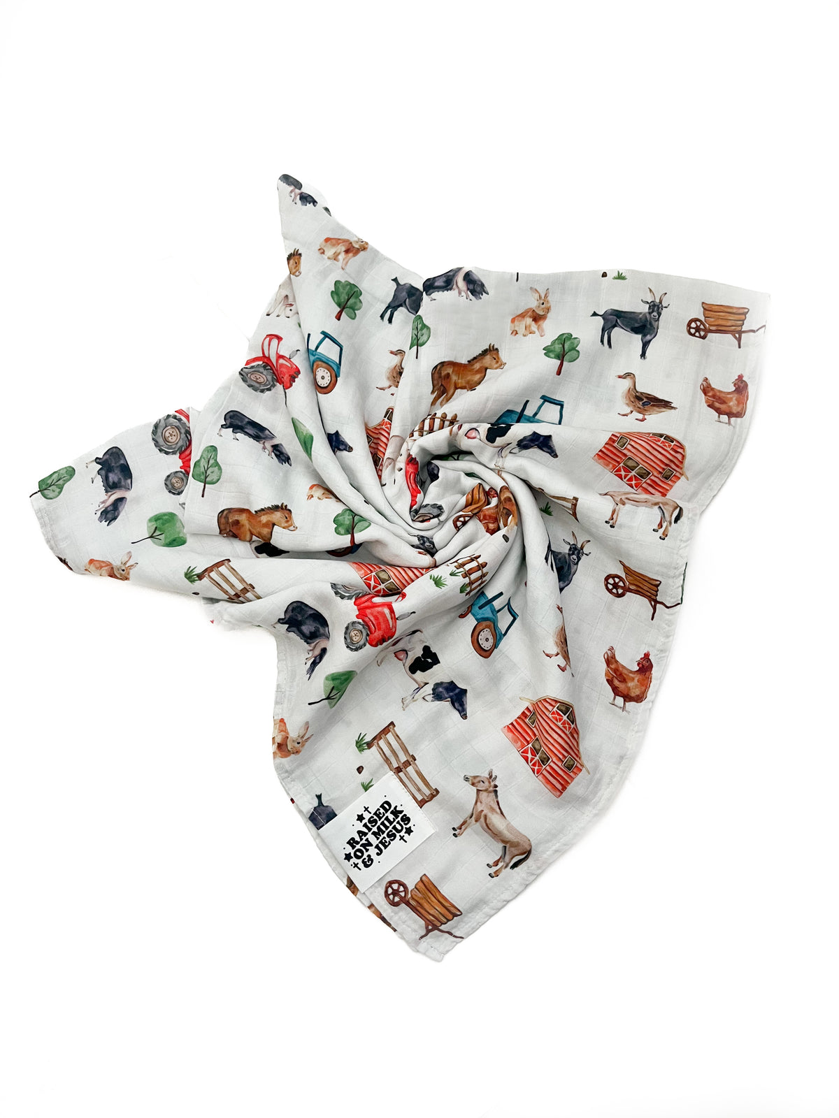 Raised On Milk & Jesus Farm Swaddle Blanket