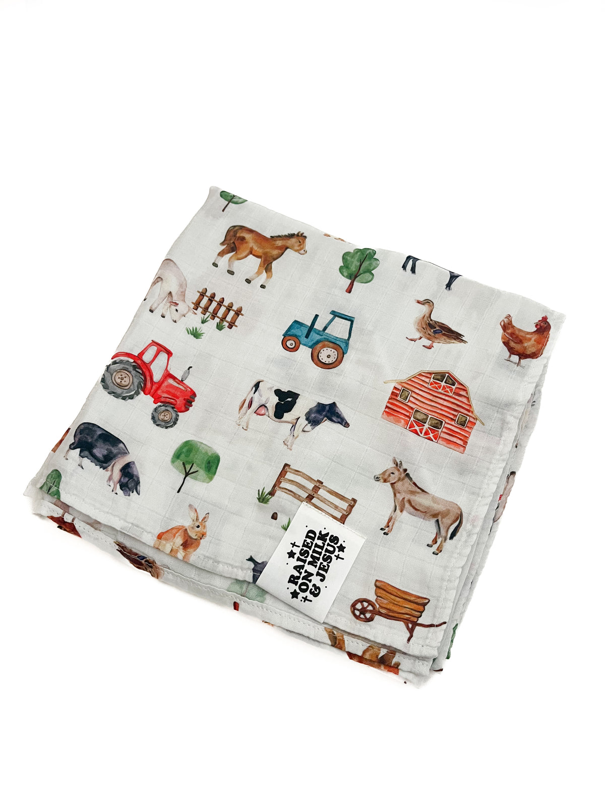 Raised On Milk & Jesus Farm Swaddle Blanket