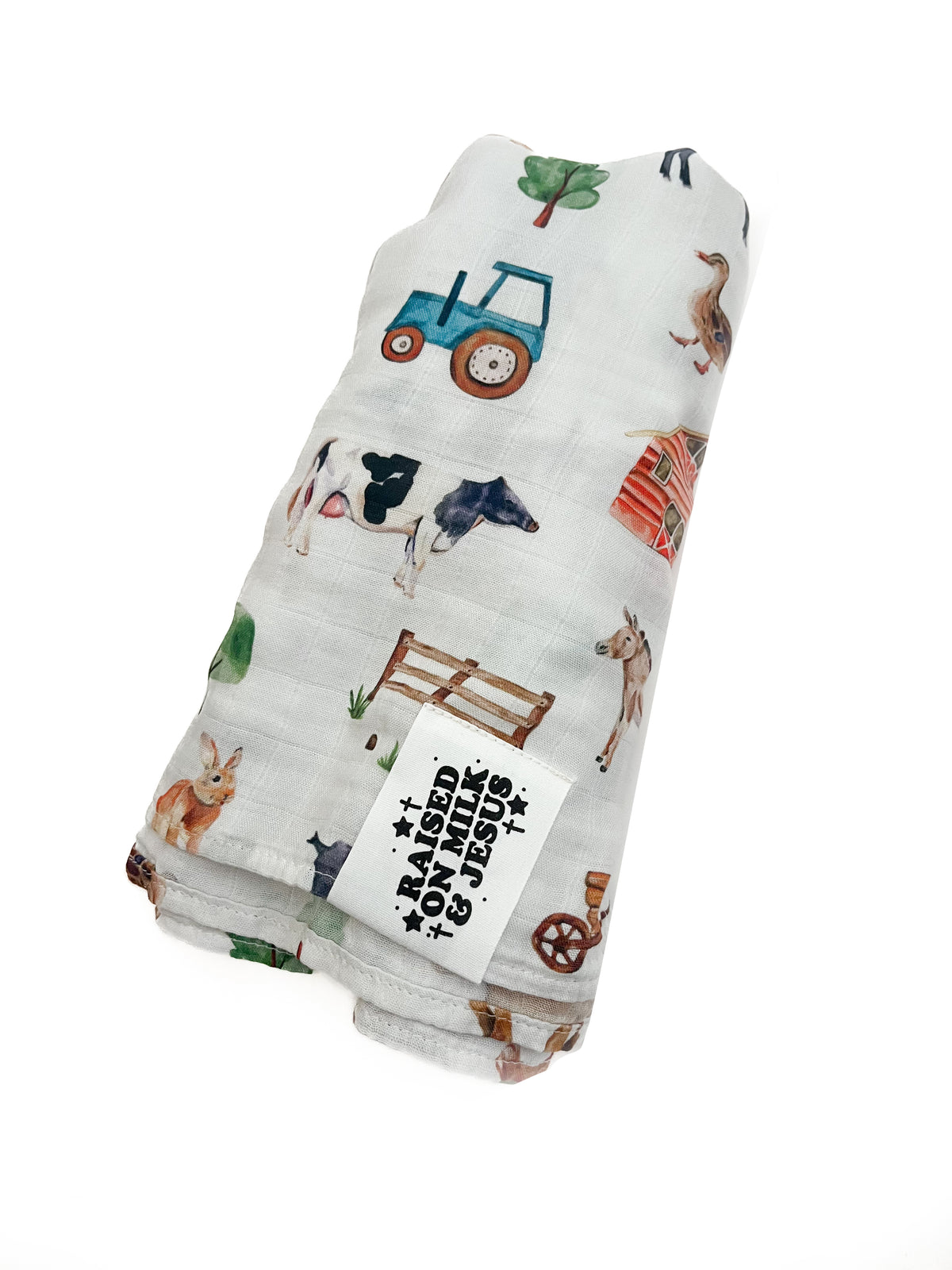 Raised On Milk & Jesus Farm Swaddle Blanket