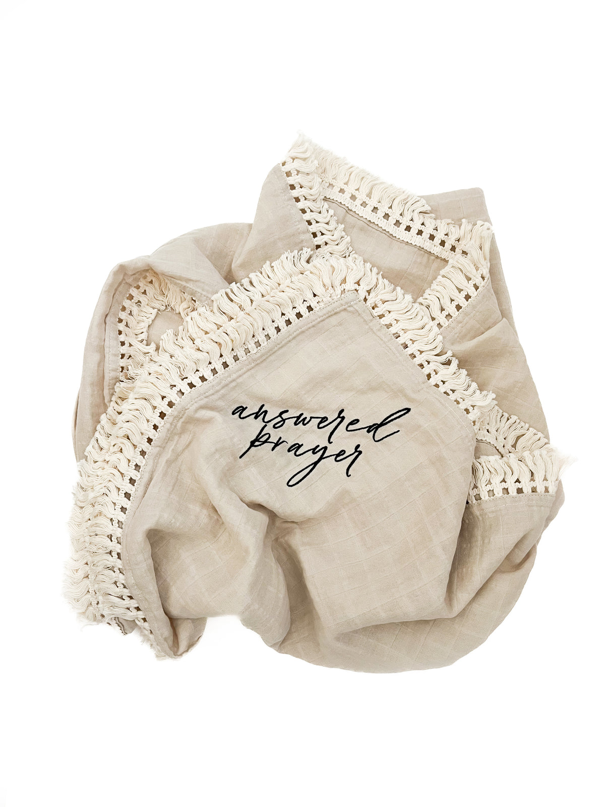 Answered Prayer Tassel Swaddle Blanket