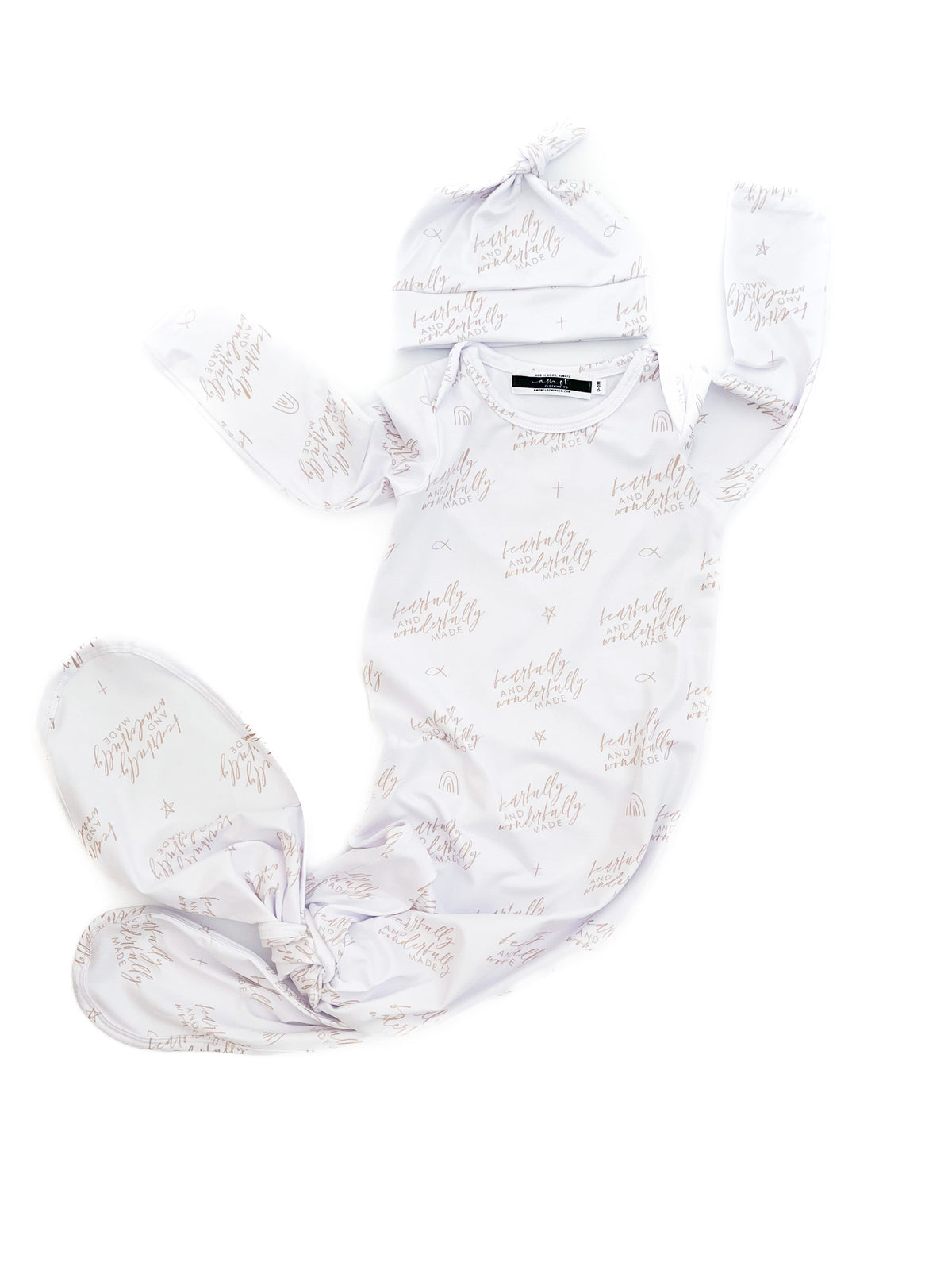 Fearfully and Wonderfully Made All Over Print Baby Sleeper & Matching Beanie