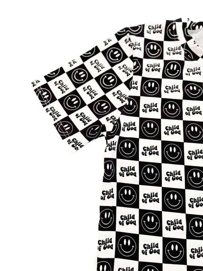 Child of God Smiley Checker Adult Tee